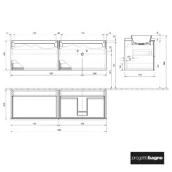 Progettobagno Elba Terra Unterschrank 160 Cm Mit Holzplatte, Hahnlochbohrung Und ELY 60 Einbauwaschtisch , Ausführung Rechts -Duravit Verkaufsgeschäft progettobagno elba terra ely unterschrank 160 9649859