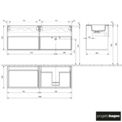 Progettobagno Evo 54 Lago Uno Waschtisch Mit Unterschrank 160 Cm, Ausführung Rechts Ohne Hahnloch -Duravit Verkaufsgeschäft progettobagno evo 54 lago uno waschtisch 9402398