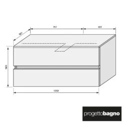 Progettobagno Evo 54 Modular Waschtischkonsole 120 Cm, Ausführung Rechts