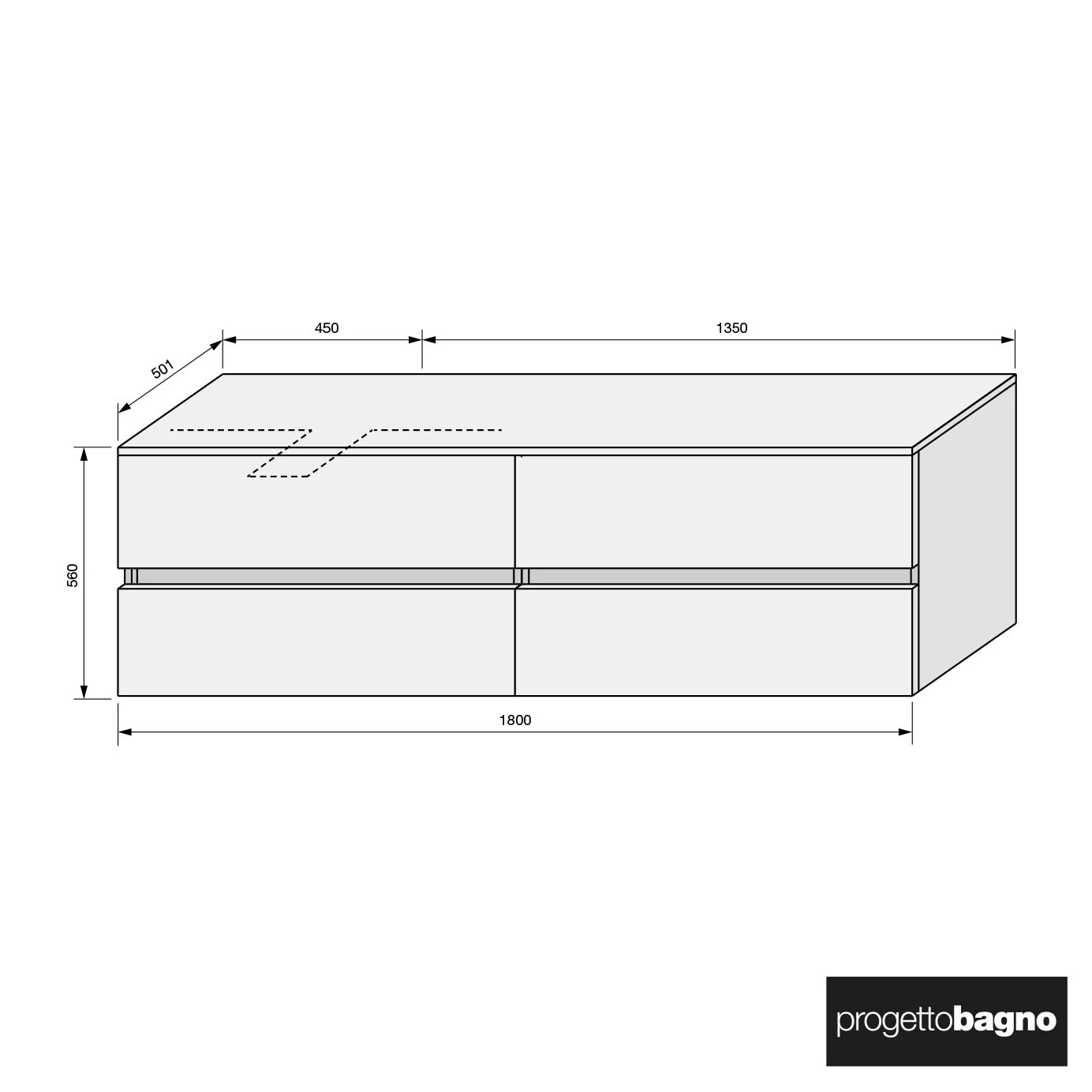 Progettobagno Evo 54 Walnuss Vision Waschtischkonsole 180 Cm, Ausführung Links 3 Progettobagno Evo 54 Walnuss Vision Waschtischkonsole 180 Cm, Ausführung Links