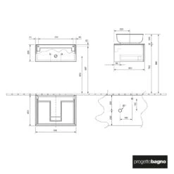 Progettobagno Luna Waschtischkonsole 60 Cm Mit Auszug Und Glasplatte -Duravit Verkaufsgeschäft progettobagno luna konsolen mit auszug und 10108625