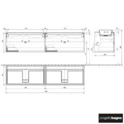 Progettobagno Stresa Doppel-Unterschrank 200 Cm Mit Glasplatte, Hahnlochbohrung Und ELY 60 Einbauwaschtischen -Duravit Verkaufsgeschäft progettobagno stresa doppel unterschrank 200 cm 5752129