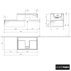Progettobagno Stresa Duo 130 Cm Mit Lago Möbelwaschtisch Rechts -Duravit Verkaufsgeschäft progettobagno stresa duo lago 130 cm 7079709