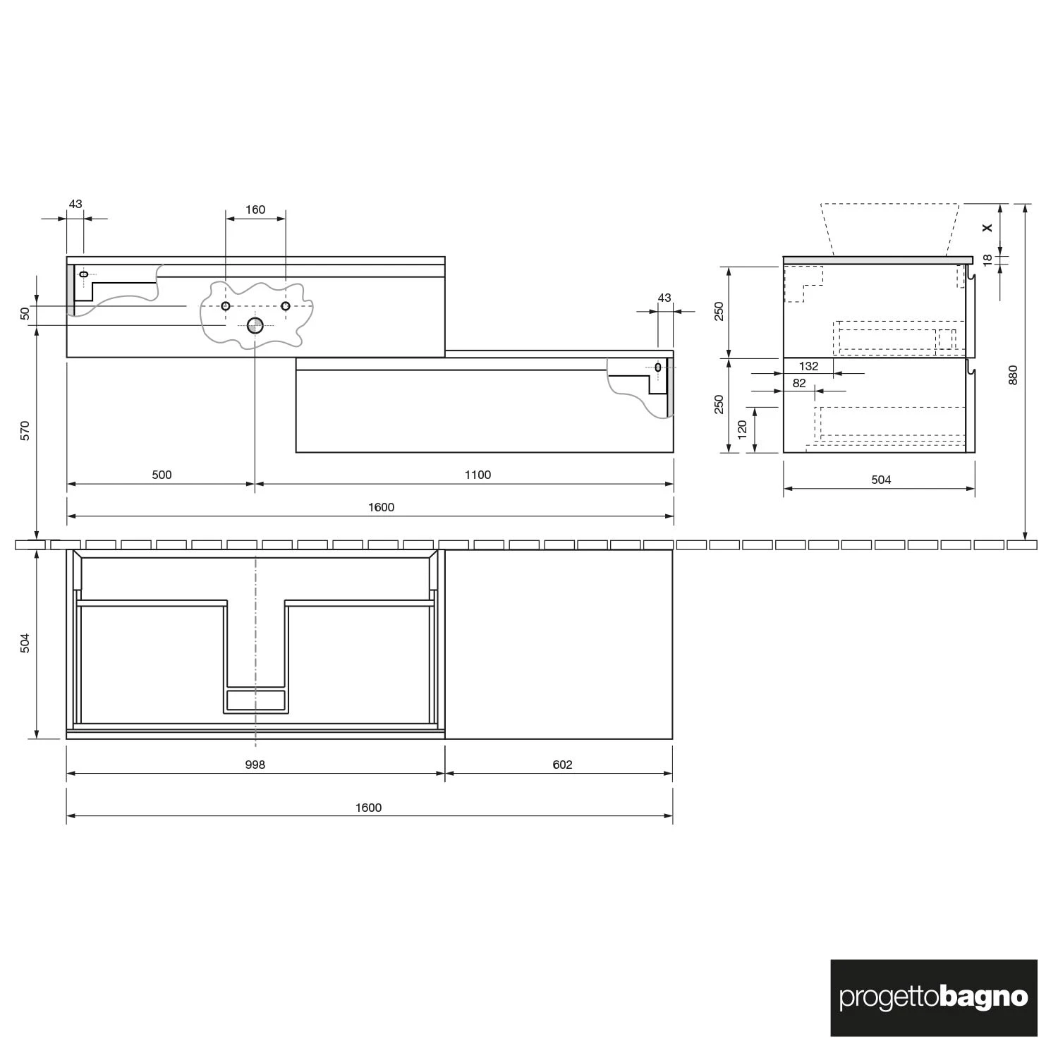 Progettobagno Stresa Duo Modular Waschtischkonsole 160 Cm Links 4 Progettobagno Stresa Duo Modular Waschtischkonsole 160 Cm Links - Image 2