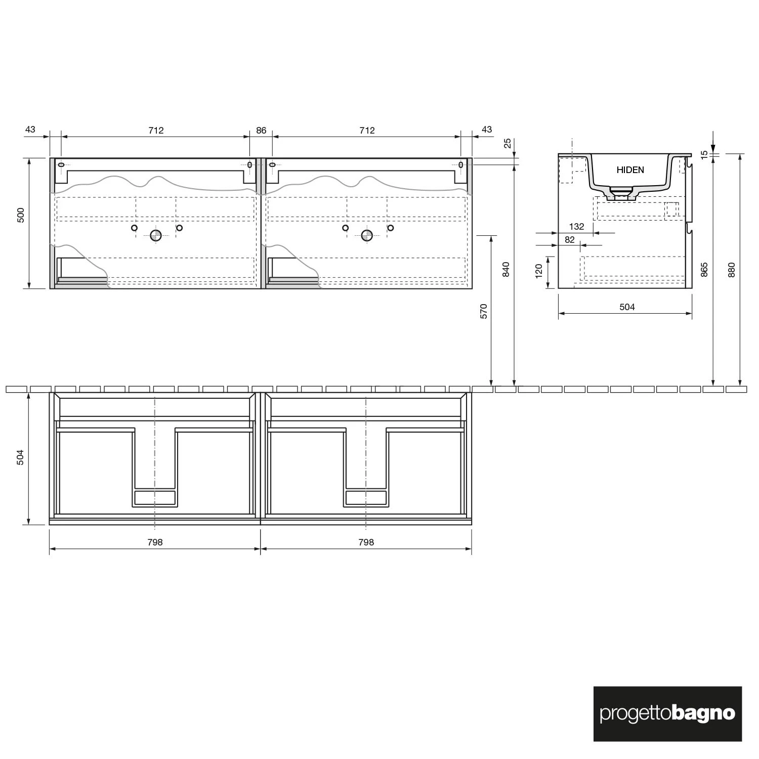 Progettobagno Stresa Lago Doppel-Waschtisch Mit Unterschrank 160 Cm Ohne Hahnloch 5 Progettobagno Stresa Lago Doppel-Waschtisch Mit Unterschrank 160 Cm Ohne Hahnloch - Image 3
