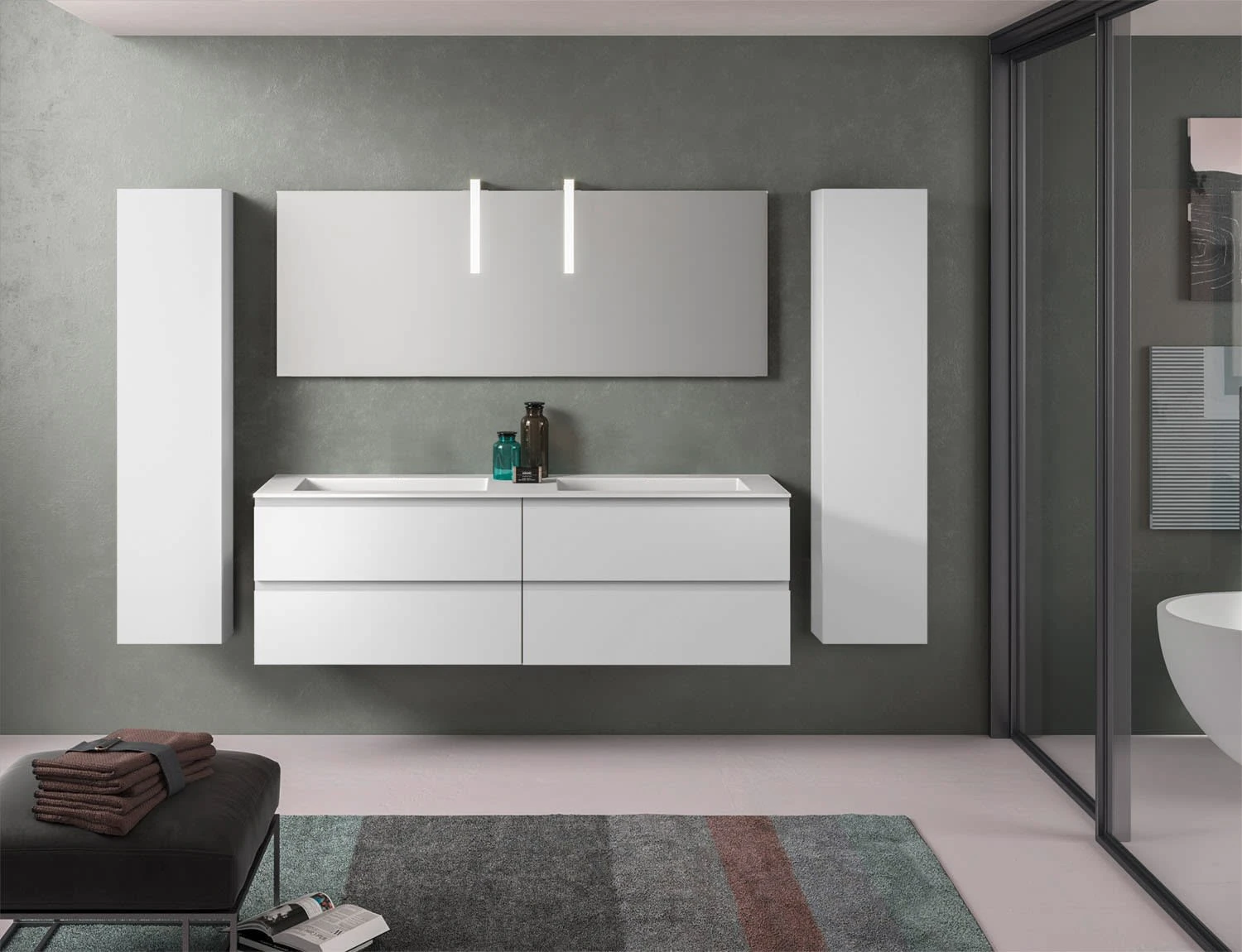 Progettobagno Stresa Lago Doppel-Waschtisch Mit Unterschrank 160 Cm Ohne Hahnloch 3 Progettobagno Stresa Lago Doppel-Waschtisch Mit Unterschrank 160 Cm Ohne Hahnloch