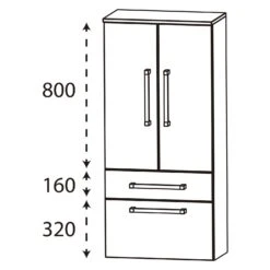Puris B • Bright Mittelschrank 60 X 30 X 130,8 Cm Mit 2 Türen Und 2 Auszügen