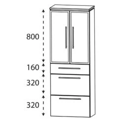 Puris Cool Line Hochschrank 60 X 30 X 164 Cm Mit 2 Auszügen, 1 Schubkasten Und 2 Alu Rahmentüren, Griff 292 -Duravit Verkaufsgeschäft puris cool line hoch und seitenschraenke 7236186