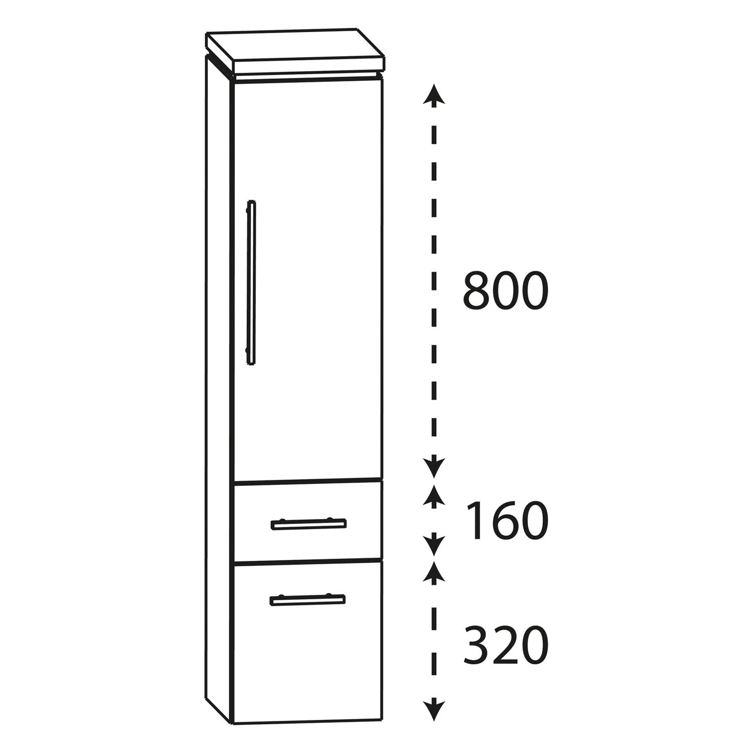 Puris Cool Line Mittelschrank 40 X 30 X 132 Cm Mit 1 Auszug, 1 Schubkasten Und 1 Tür, Anschlag Rechts, Griff 340 5 Puris Cool Line Mittelschrank 40 X 30 X 132 Cm Mit 1 Auszug, 1 Schubkasten Und 1 Tür, Anschlag Rechts, Griff 340 - Image 3