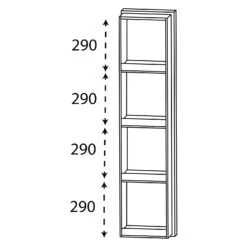 Puris C!puro Mittelschrankregal 30 Cm Mit 4 Fächern, Frontblende Alu Matt