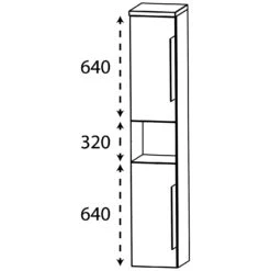 Puris Rounds Hochschrank 40 X 30 X 162,8 Cm Mit 1 Fach, 2 Türen, Anschlag Links, Griff 338