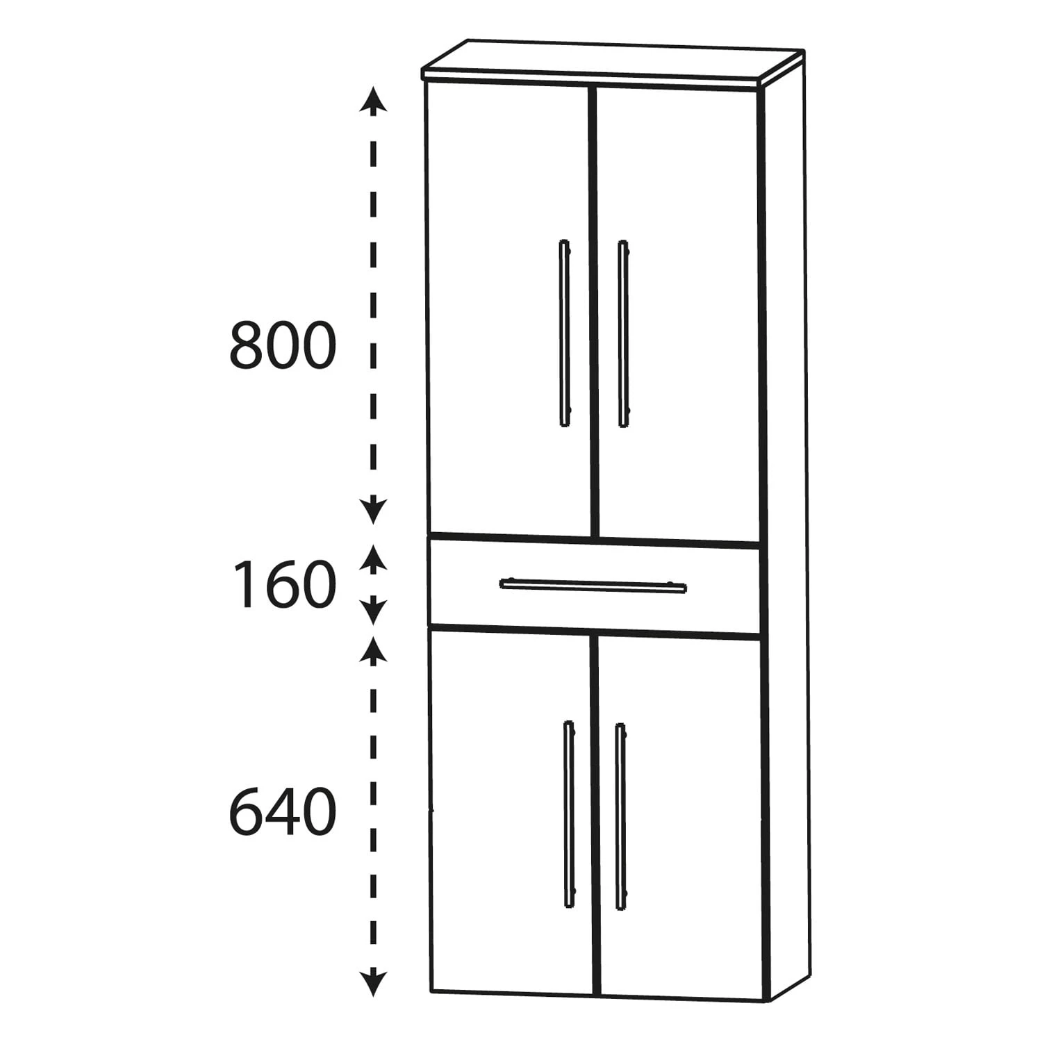 Puris Star Line Hochschrank 60 X 30 X 162,8 Cm Mit 1 Schubkasten Und 4 Türen, Griff 338 4 Puris Star Line Hochschrank 60 X 30 X 162,8 Cm Mit 1 Schubkasten Und 4 Türen, Griff 338 - Image 2