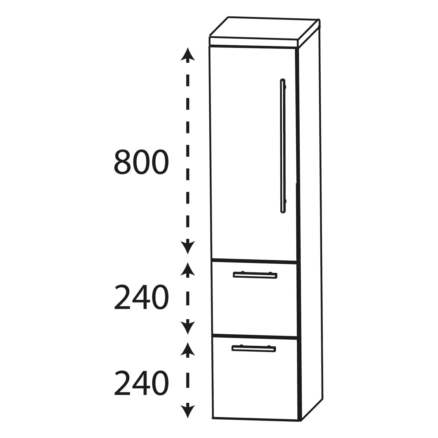 Puris Star Line Mittelschrank 30 X 30 X 130,8 Cm Mit 2 Auszügen Und 1 Tür, Anschlag Links, Griff 339 4 Puris Star Line Mittelschrank 30 X 30 X 130,8 Cm Mit 2 Auszügen Und 1 Tür, Anschlag Links, Griff 339 - Image 2