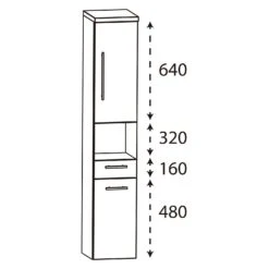 Puris Swing Hochschrank 40 X 30 X 162,8 Cm Mit 1 Schubkasten, 1 Offenem Fach Und 2 Türen, Türanschlag Rechts