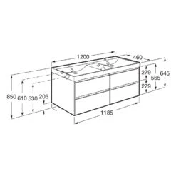 Roca Ona Waschtisch Mit Unterschrank 120 Cm Mit 4 Auszügen -Duravit Verkaufsgeschäft roca ona waschtischkombination 120 cm mit 7109481