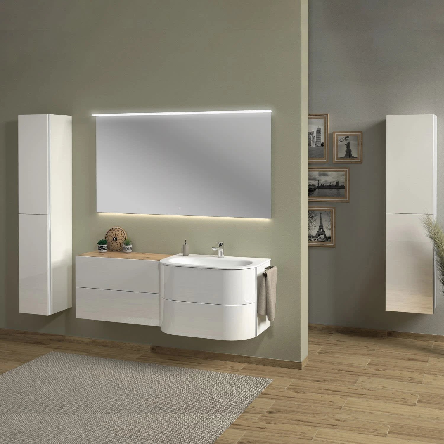 Sanipa 4balance Glas-Waschtisch + Waschtischunterbau 80 Cm Mit 2 Auszügen 3 Sanipa 4balance Glas-Waschtisch + Waschtischunterbau 80 Cm Mit 2 Auszügen