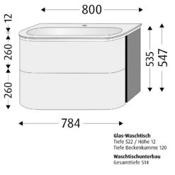 Sanipa 4balance Glas-Waschtisch + Waschtischunterbau 80 Cm Mit 2 Auszügen, LED -Duravit Verkaufsgeschäft sanipa 4balance waschtische mit unterschrank glas 9532250