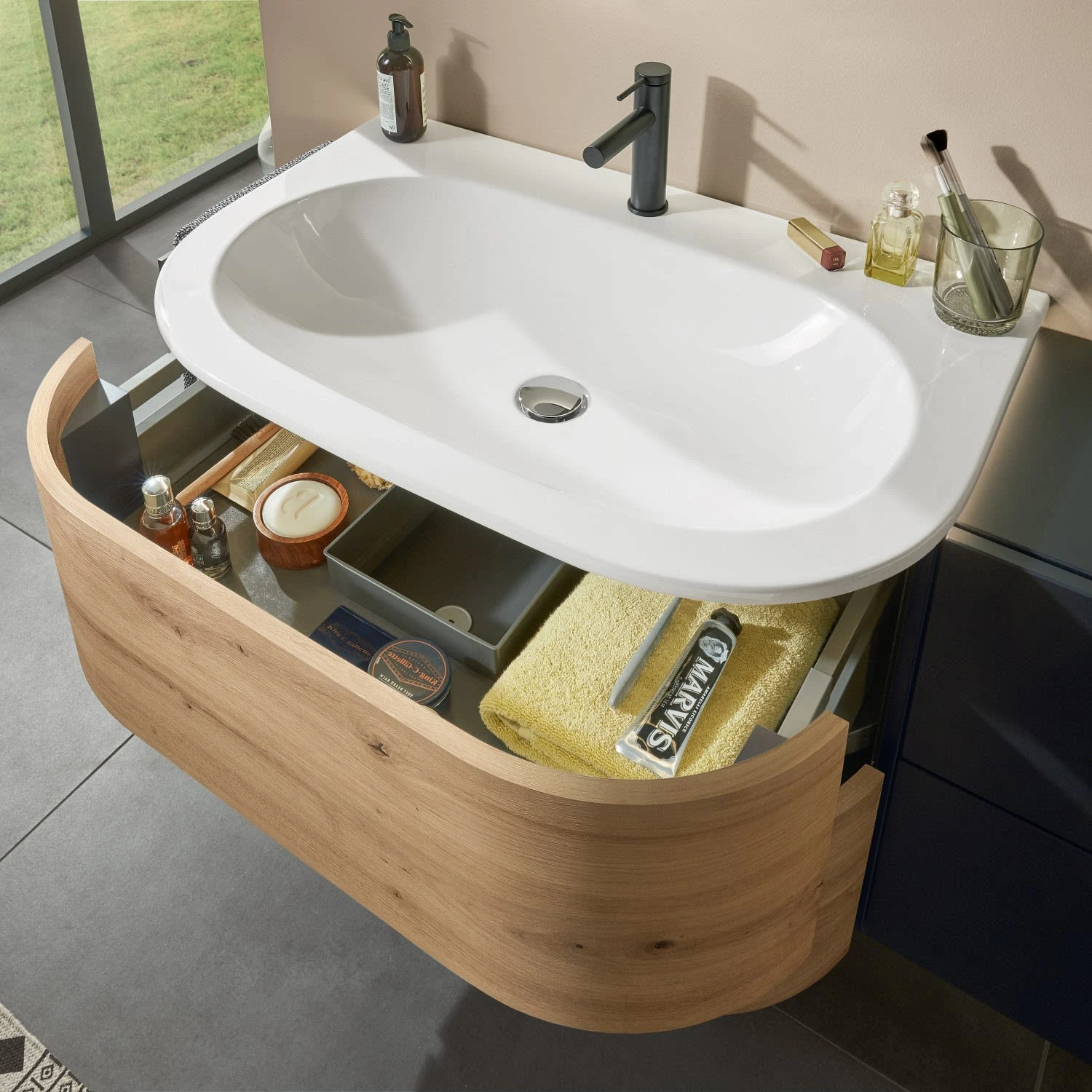 Sanipa 4balance Keramik-Waschtisch + Waschtischunterbau 80 Cm Mit 2 Auszügen 4 Sanipa 4balance Keramik-Waschtisch + Waschtischunterbau 80 Cm Mit 2 Auszügen - Image 2