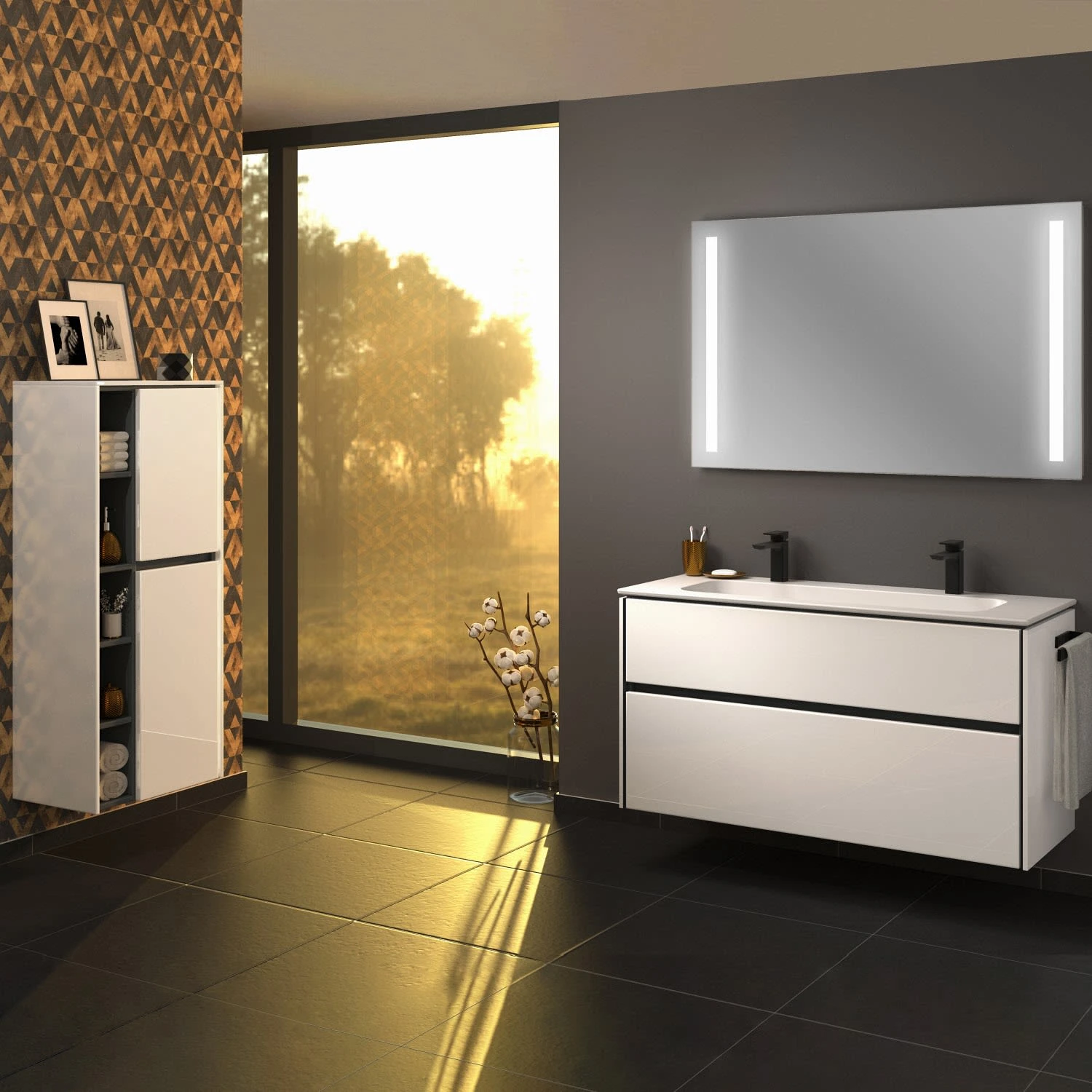 Sanipa Twiga Keramik-Doppelwaschtisch Design 120 Cm Mit Unterschrank, 2 Auszüge, Inkl. LED-Beleuchtung 3 Sanipa Twiga Keramik-Doppelwaschtisch Design 120 Cm Mit Unterschrank, 2 Auszüge, Inkl. LED-Beleuchtung