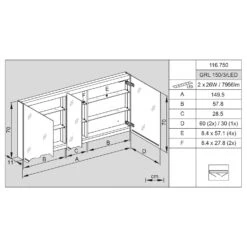 Schneider® Schneider GRACE Line Light Spiegelschrank 150/3/LED, 149,5 X 70 Cm -Duravit Verkaufsgeschäft schneider grace line light spiegelschrank 150 12325275