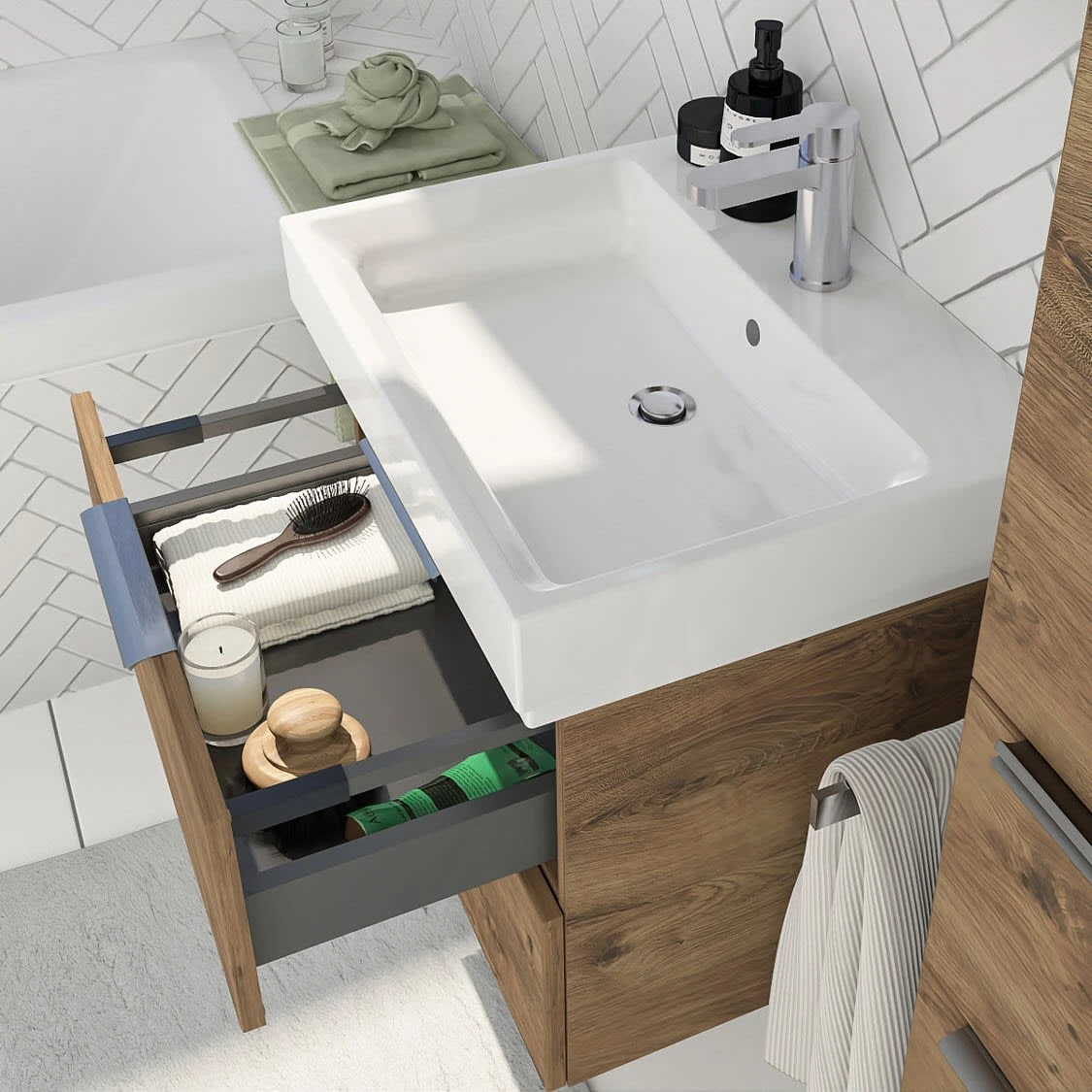 Steinkamp Living 2.0 / GROHE Cube Waschtisch 60 Cm Mit Unterschrank 57 Cm Inkl. Raumsparsiphon 4 Steinkamp Living 2.0 / GROHE Cube Waschtisch 60 Cm Mit Unterschrank 57 Cm Inkl. Raumsparsiphon - Image 2