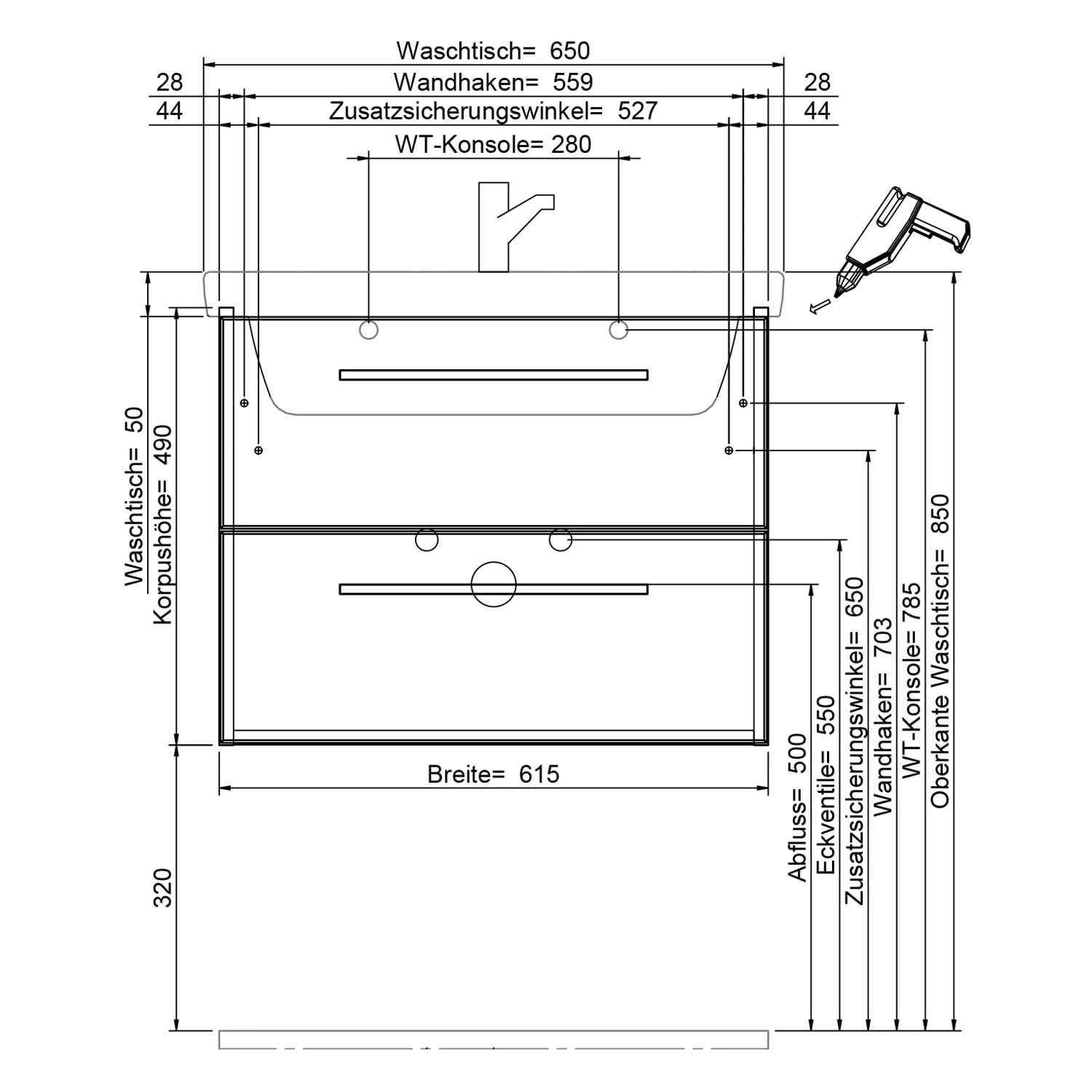 Steinkamp Living 2.0 Waschtischunterschrank 61 Cm Mit Villeroy & Boch Subway 3.0 Waschtisch 65 Cm CeramicPlus Ohne Überlauf 5 Steinkamp Living 2.0 Waschtischunterschrank 61 Cm Mit Villeroy & Boch Subway 3.0 Waschtisch 65 Cm CeramicPlus Ohne Überlauf - Image 3