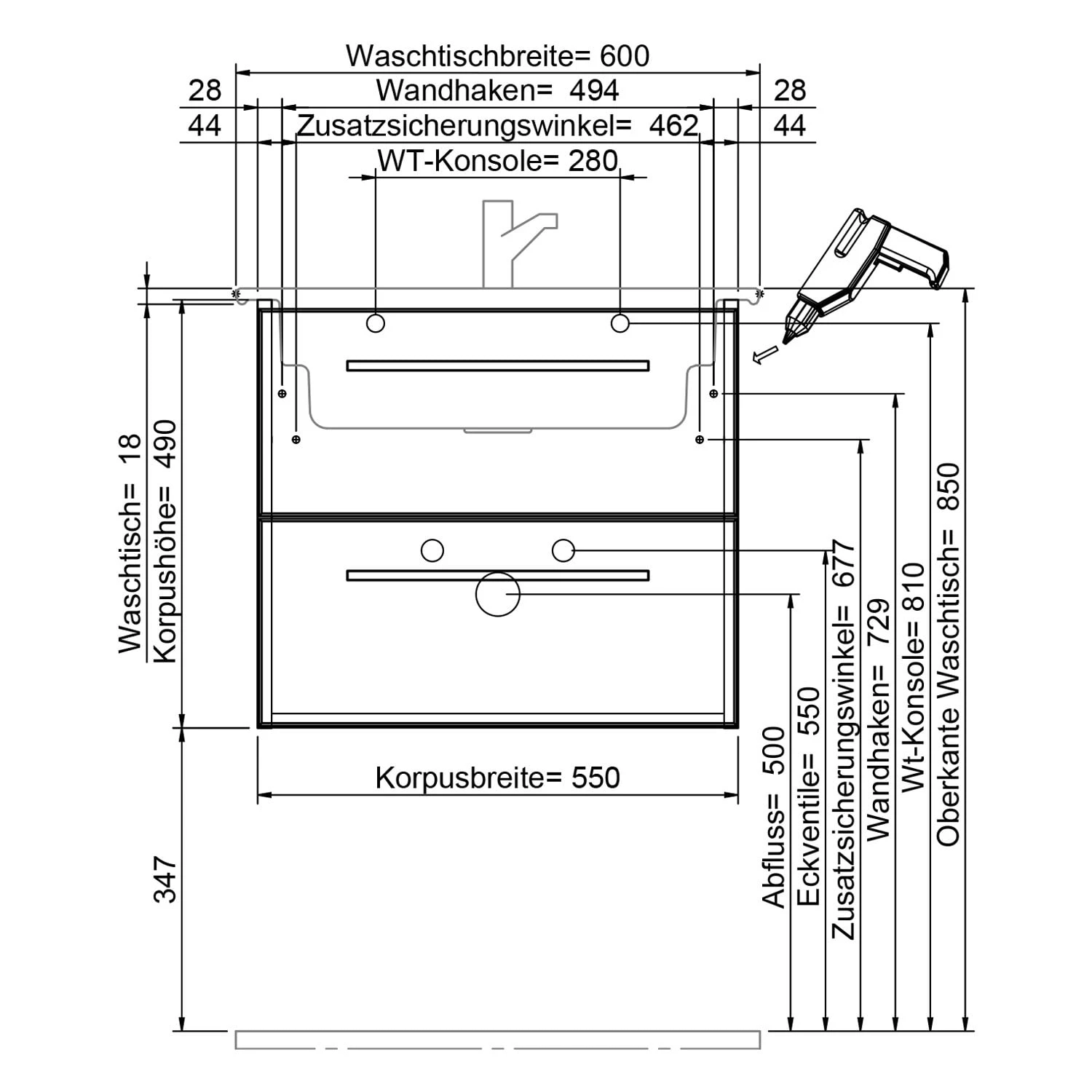 Steinkamp Living 2.0 Waschtischunterschrank 55 Cm Mit Villeroy & Boch Venticello Waschtisch 60 Cm CeramicPlus Mit Überlauf 5 Steinkamp Living 2.0 Waschtischunterschrank 55 Cm Mit Villeroy & Boch Venticello Waschtisch 60 Cm CeramicPlus Mit Überlauf - Image 3