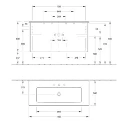 Villeroy & Boch Finero Waschtischunterschrank 120 Cm Mit Waschtisch, 4 Auszüge 15 Villeroy & Boch Finero Waschtischunterschrank 120 Cm Mit Waschtisch, 4 Auszüge -Duravit Verkaufsgeschäft villeroy boch alle kollektionen finero badmoebel 9899699