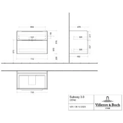 Villeroy & Boch Subway 3.0 Badmöbel-Set 80 Cm, 2 Auszüge -Duravit Verkaufsgeschäft villeroy boch alle kollektionen subway 3 10292039