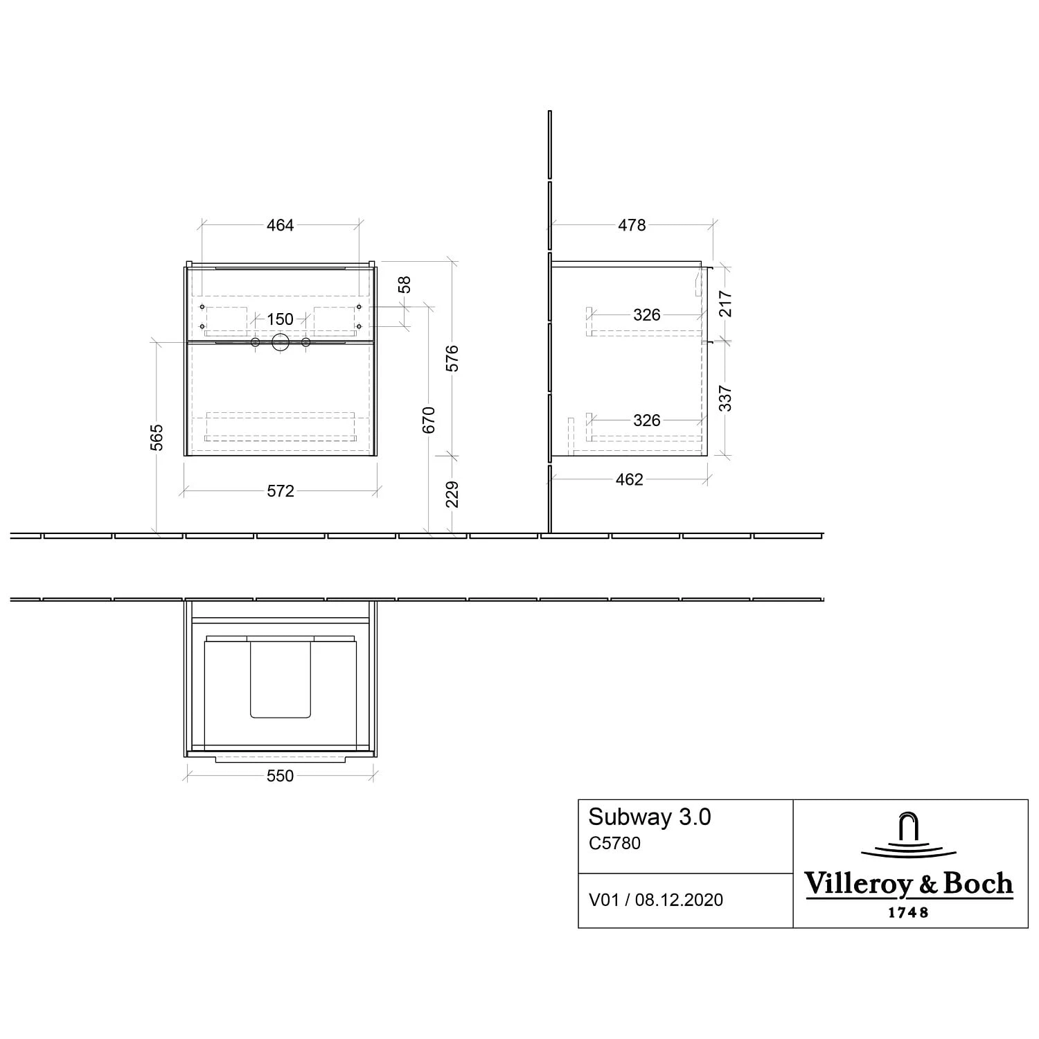 Villeroy & Boch Subway 3.0 Badmöbel-Set 60 Cm, Griff In Möbelfarbe, 2 Auszüge 5 Villeroy & Boch Subway 3.0 Badmöbel-Set 60 Cm, Griff In Möbelfarbe, 2 Auszüge - Image 3
