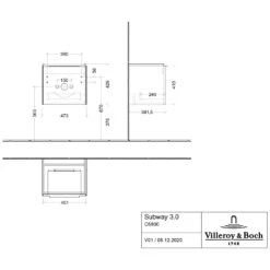 Villeroy & Boch Subway 3.0 Badmöbel-Set 50 Cm, Griff Volcano Black, 1 Auszug -Duravit Verkaufsgeschäft villeroy boch alle kollektionen subway 3 10295024