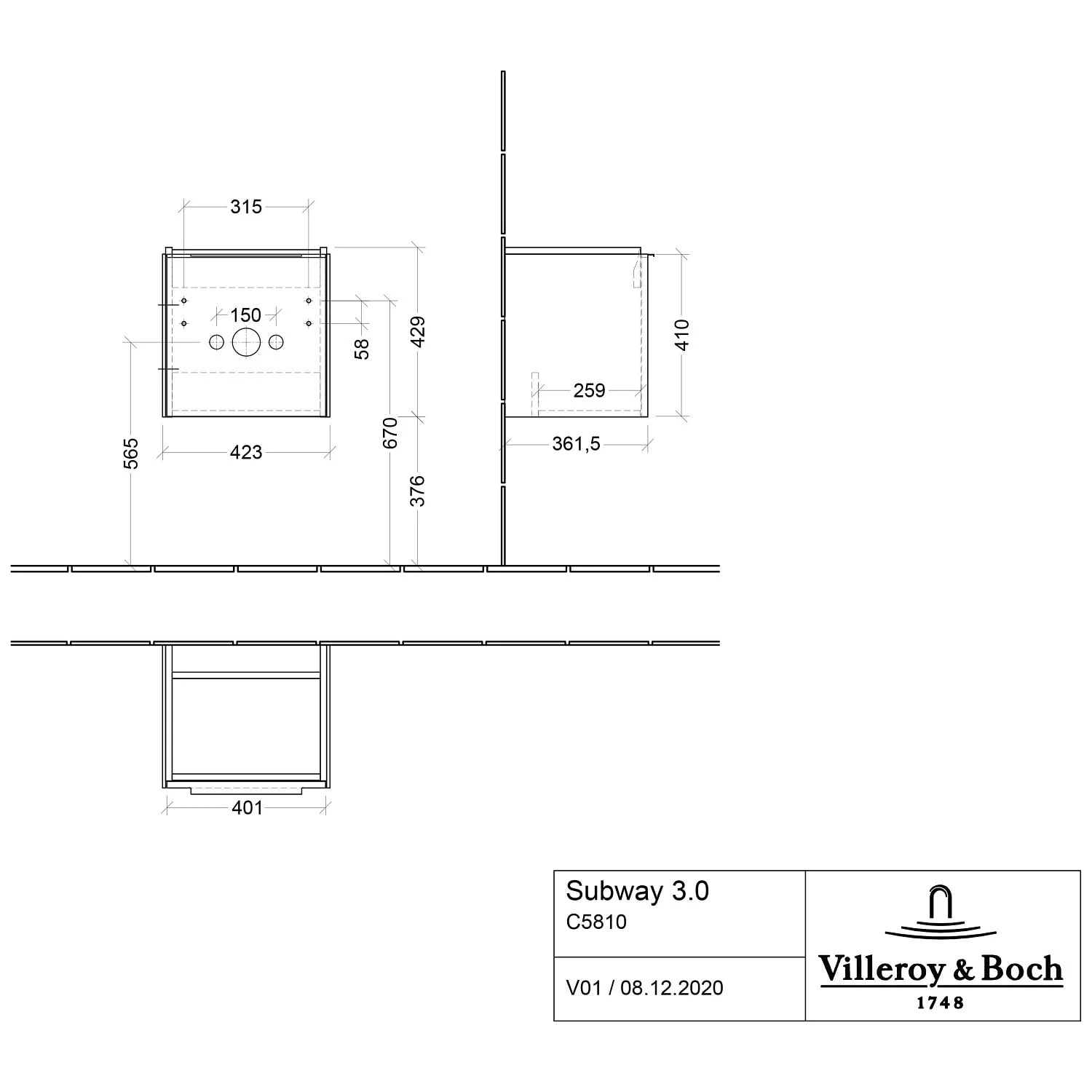 Villeroy & Boch Subway 3.0 Badmöbel-Set 45 Cm, Griff Volcano Black, 1 Tür Anschlag Links 5 Villeroy & Boch Subway 3.0 Badmöbel-Set 45 Cm, Griff Volcano Black, 1 Tür Anschlag Links - Image 3