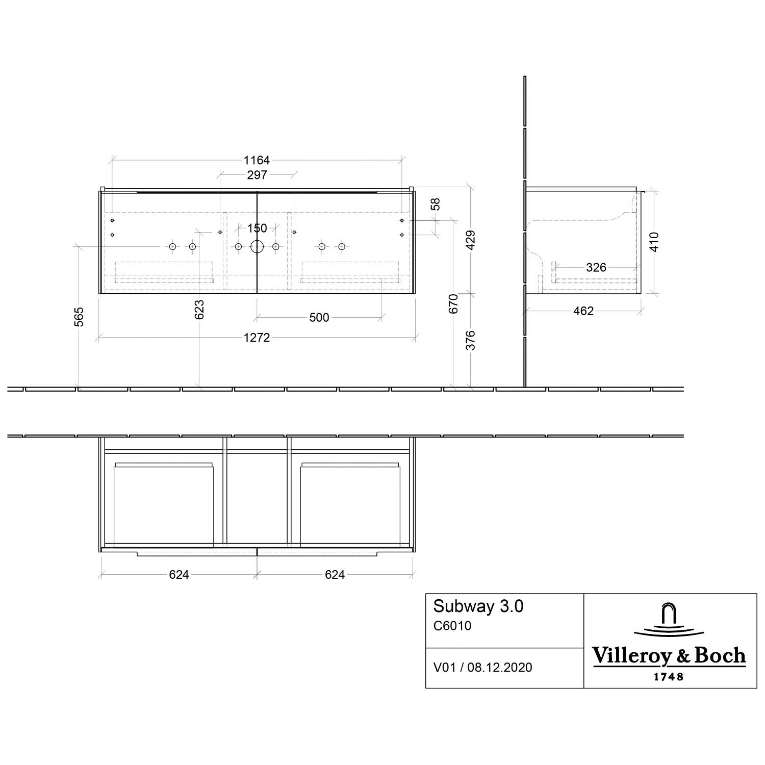 Villeroy & Boch Subway 3.0 Badmöbel-Set 130 Cm, 2 Auszüge, WT Für 2 Armaturen 5 Villeroy & Boch Subway 3.0 Badmöbel-Set 130 Cm, 2 Auszüge, WT Für 2 Armaturen - Image 3