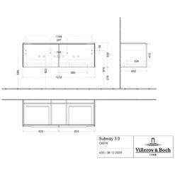 Villeroy & Boch Subway 3.0 Badmöbel-Set 130 Cm, Griff Volcano Black, 2 Auszüge -Duravit Verkaufsgeschäft villeroy boch alle kollektionen subway 3 10407638
