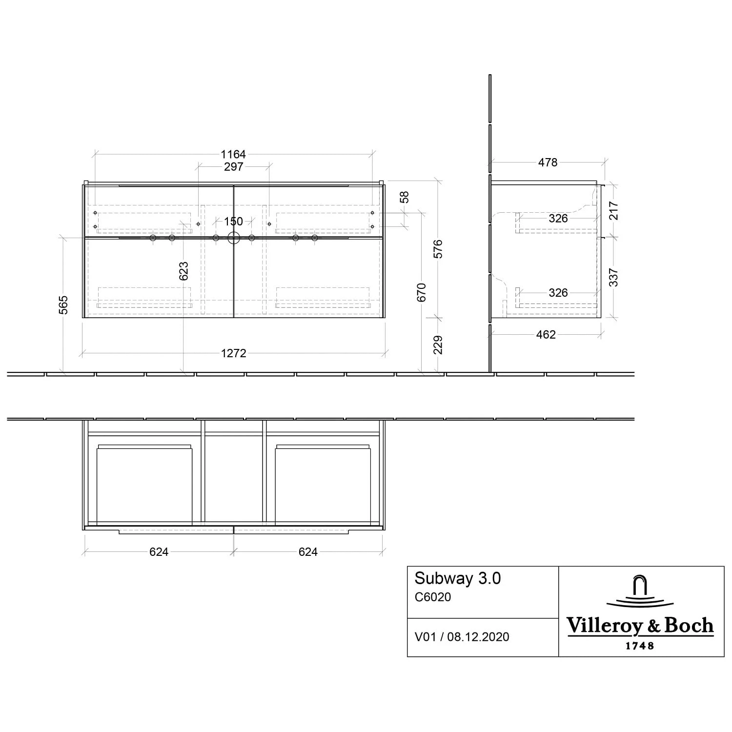 Villeroy & Boch Subway 3.0 Badmöbel-Set 130 Cm, 4 Auszüge 5 Villeroy & Boch Subway 3.0 Badmöbel-Set 130 Cm, 4 Auszüge - Image 3