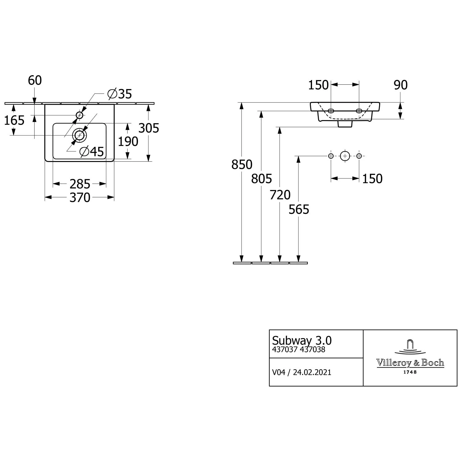 Villeroy & Boch Subway 3.0 Badmöbel-Set 37 Cm, Griff In Möbelfarbe, 1 Tür Anschlag Rechts 6 Villeroy & Boch Subway 3.0 Badmöbel-Set 37 Cm, Griff In Möbelfarbe, 1 Tür Anschlag Rechts - Image 4