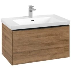 Villeroy & Boch Subway 3.0 Möbelset Mit 1 Auszug Ohne Spiegel, Griffleiste In Aluminium Volcano Black, 80 Cm