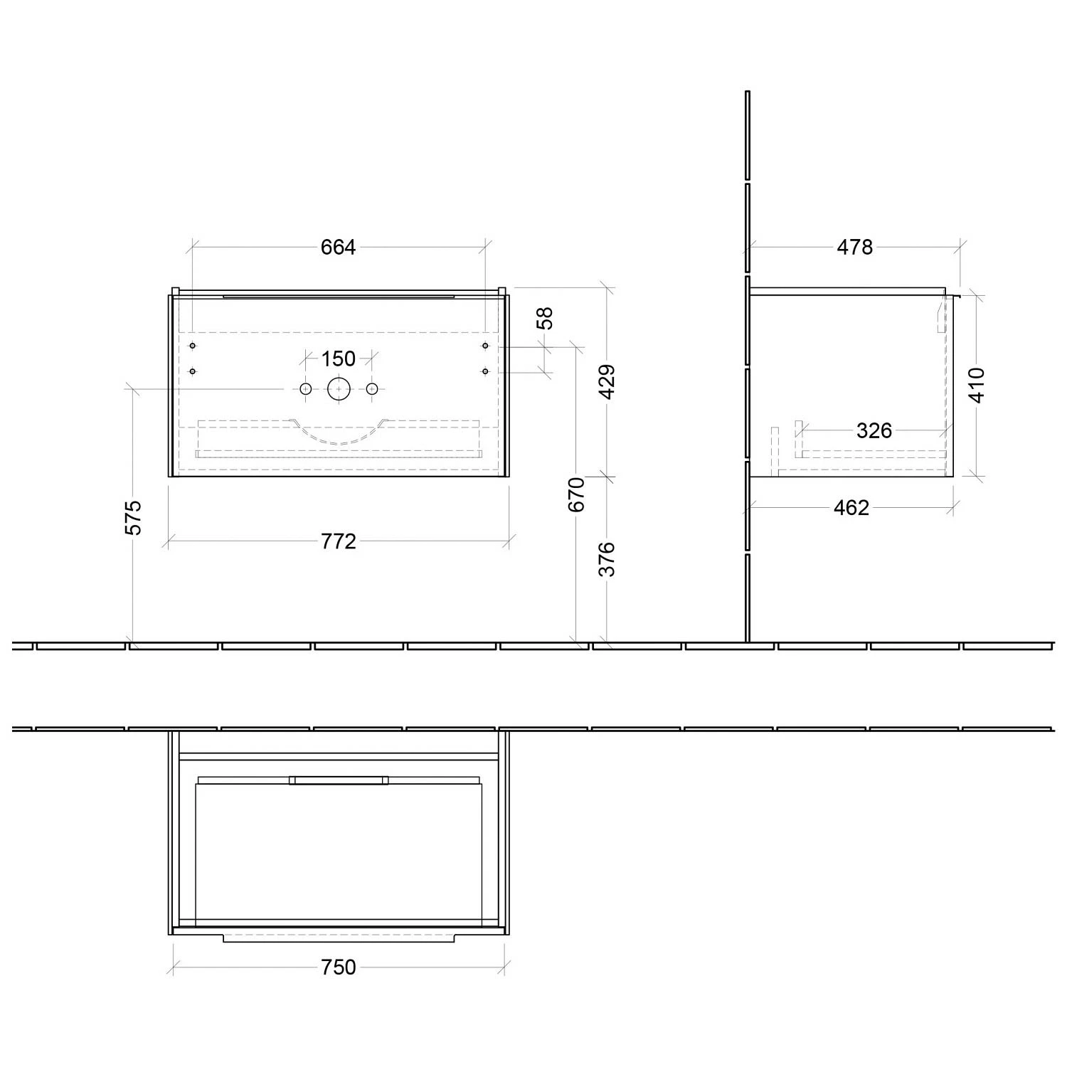 Villeroy & Boch Subway 3.0 Möbelset Mit 1 Auszug, Ohne Spiegel, 80 Cm 6 Villeroy & Boch Subway 3.0 Möbelset Mit 1 Auszug, Ohne Spiegel, 80 Cm - Image 4