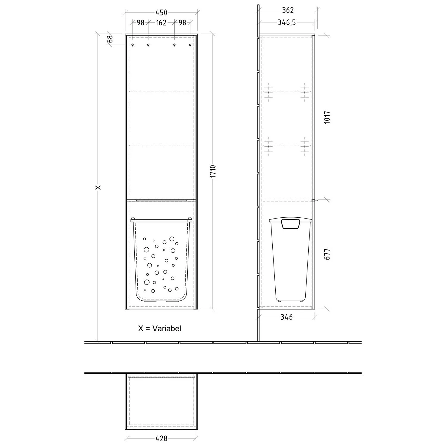 Villeroy & Boch Subway 3.0 Hochschrank, 1 Wäscheklappe Und 1 Tür, Anschlag Links, Griff Glänzend 6 Villeroy & Boch Subway 3.0 Hochschrank, 1 Wäscheklappe Und 1 Tür, Anschlag Links, Griff Glänzend - Image 4