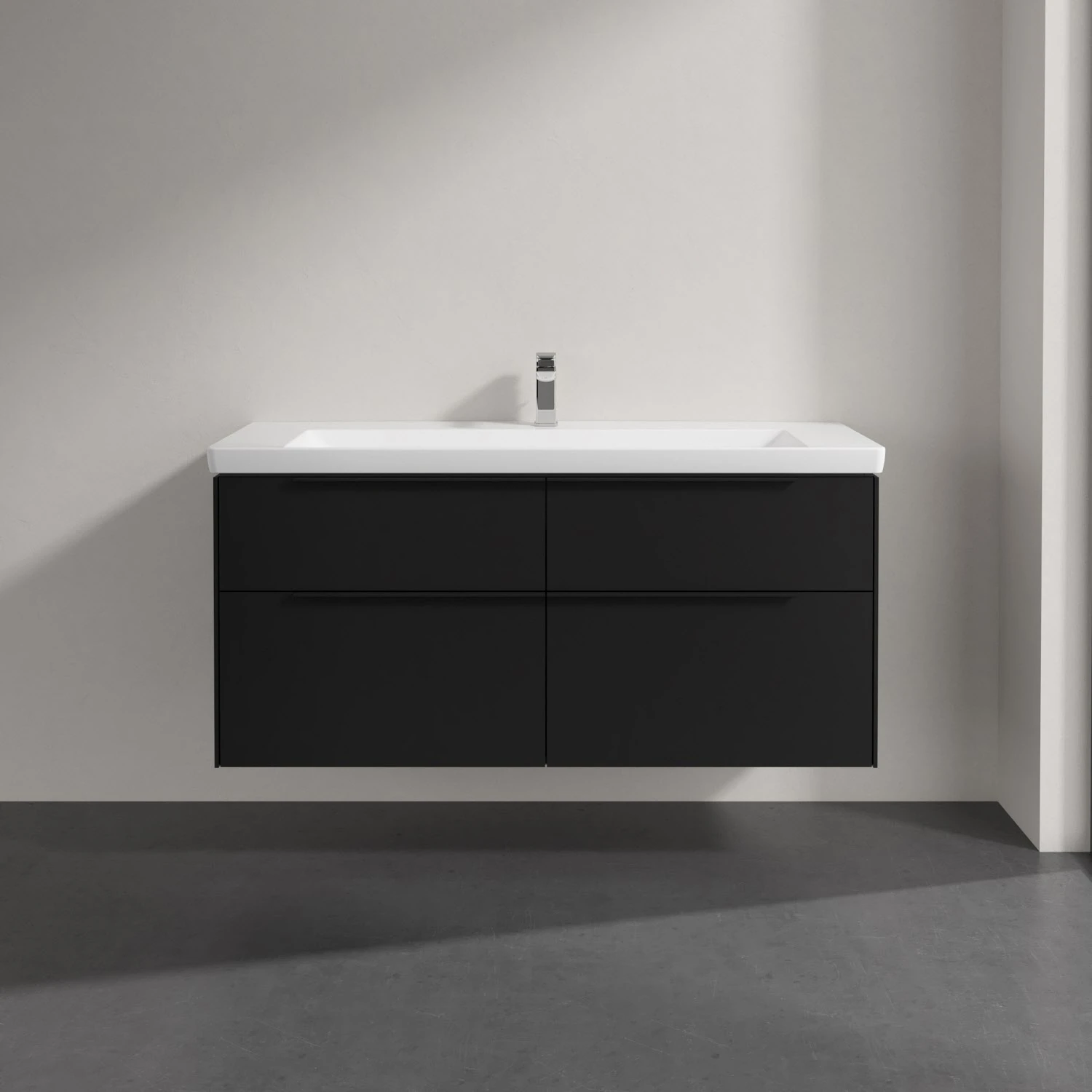 Villeroy & Boch Subway 3.0 Badmöbel-Set 130 Cm Mit Beleuchtung, Griff Volcano Black, 4 Auszüge 3 Villeroy & Boch Subway 3.0 Badmöbel-Set 130 Cm Mit Beleuchtung, Griff Volcano Black, 4 Auszüge