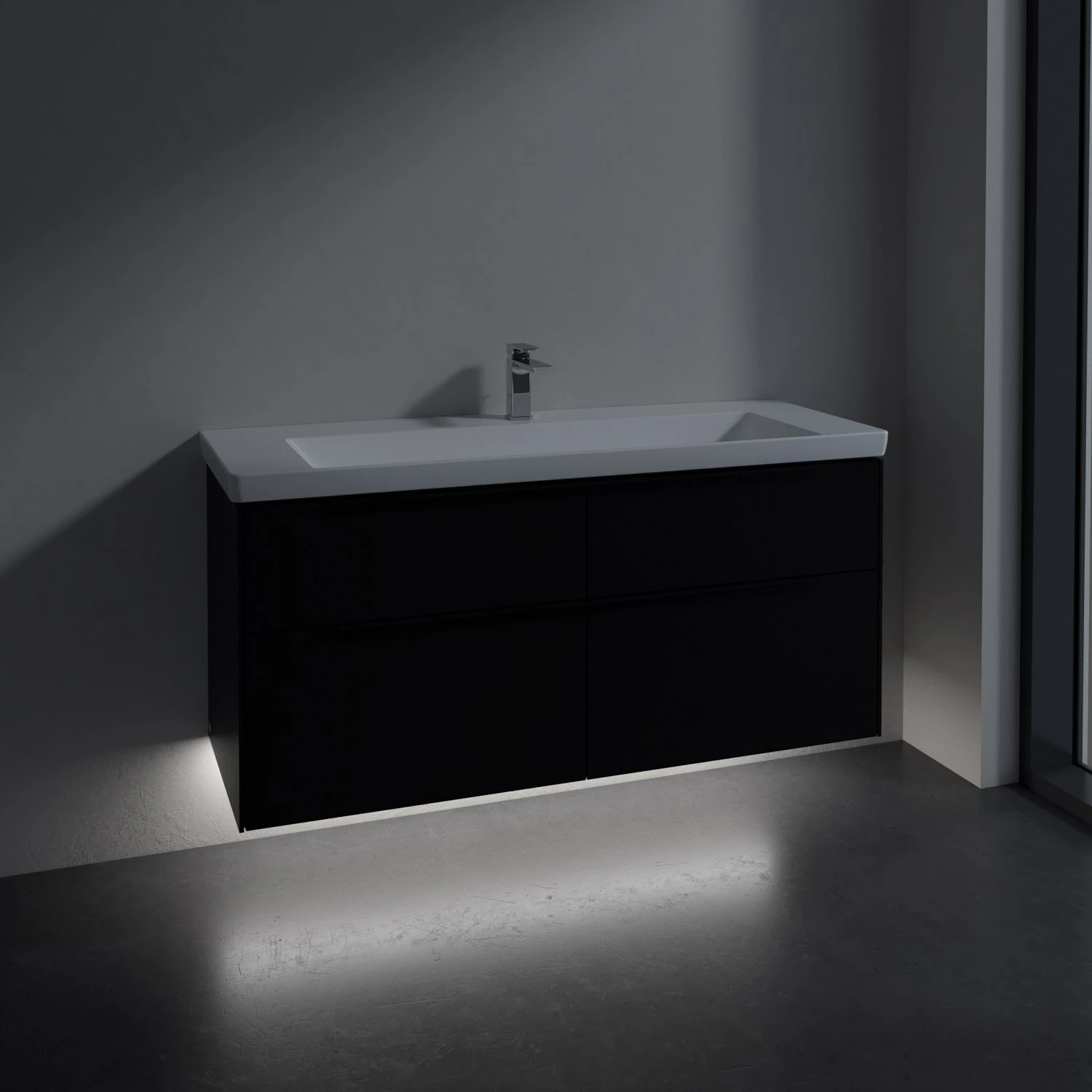 Villeroy & Boch Subway 3.0 Badmöbel-Set 130 Cm Mit Beleuchtung, Griff Volcano Black, 4 Auszüge 4 Villeroy & Boch Subway 3.0 Badmöbel-Set 130 Cm Mit Beleuchtung, Griff Volcano Black, 4 Auszüge - Image 2