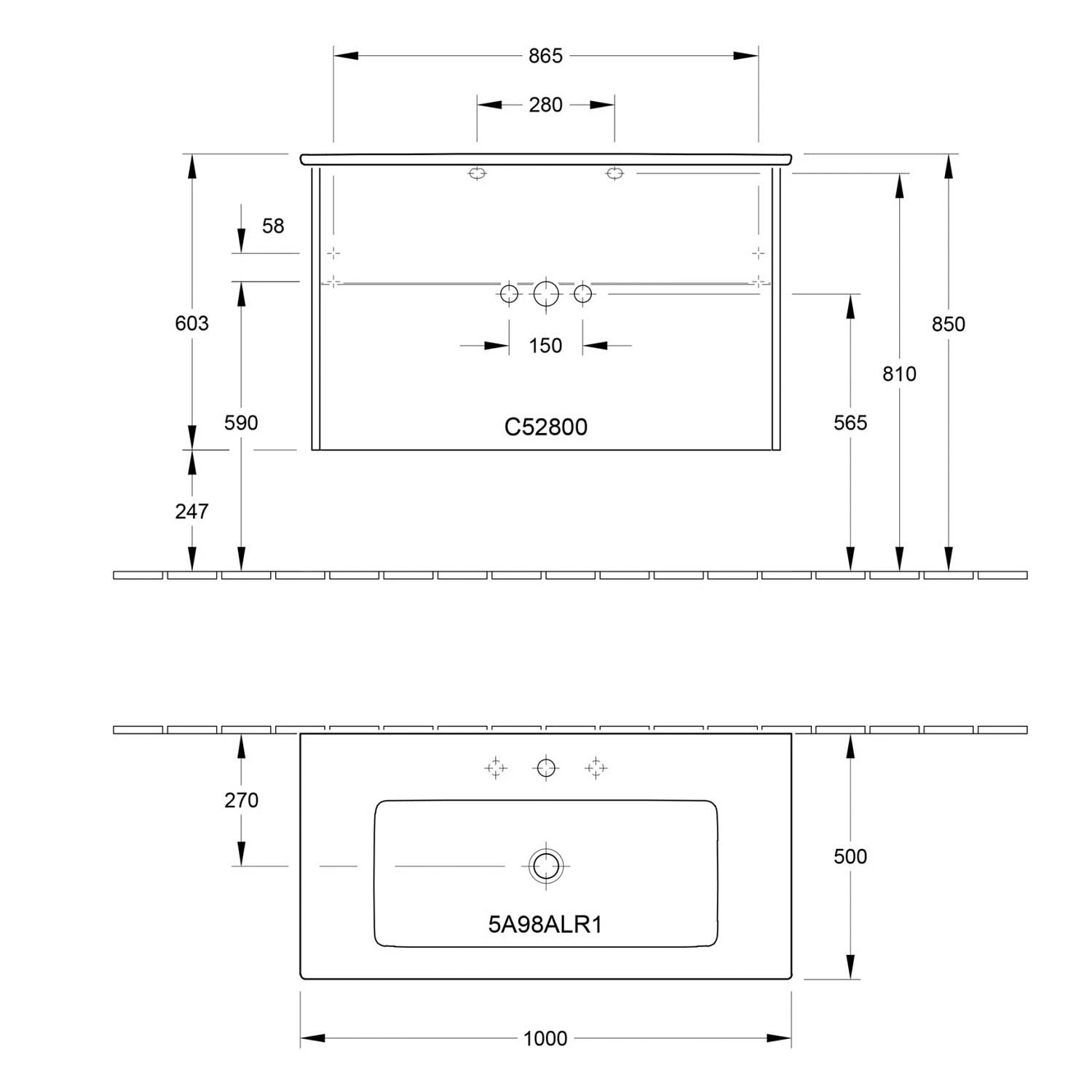 Villeroy & Boch Finero Waschtischunterschrank 100 Cm Mit Waschtisch, 2 Auszüge 6 Villeroy & Boch Finero Waschtischunterschrank 100 Cm Mit Waschtisch, 2 Auszüge - Image 4