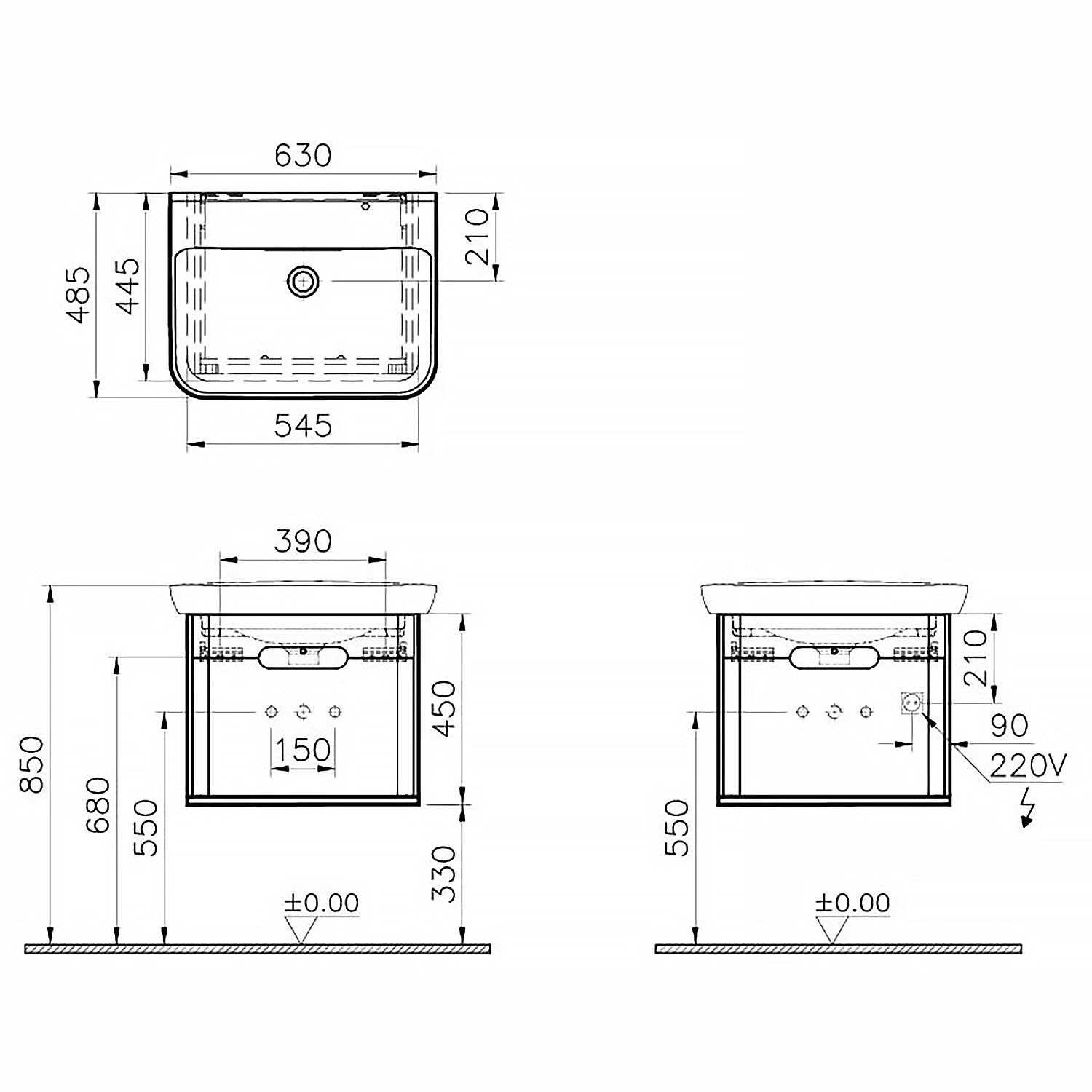 Vitra Sento Waschtischkombination 63 X 48,5 Cm Mit 1 Auszug 5 Vitra Sento Waschtischkombination 63 X 48,5 Cm Mit 1 Auszug - Image 3